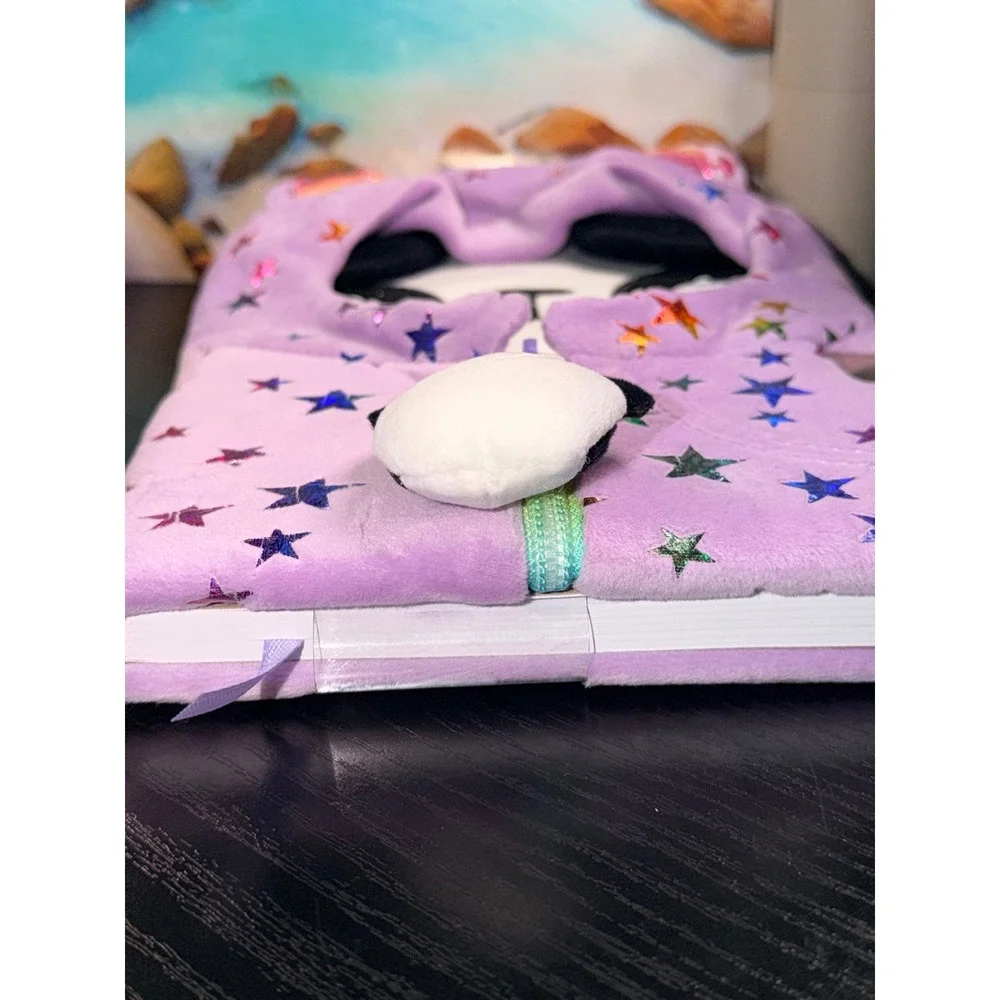 Claire's Penelope Hoods Up Panda Plush Locked Diary Purple Rainbow Stars New